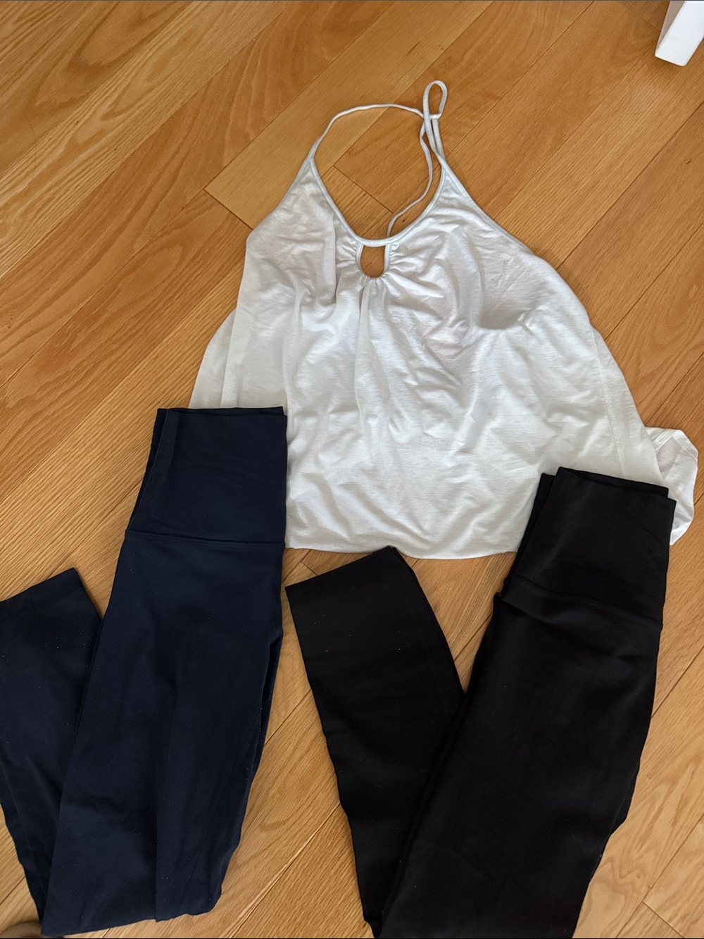White Keyhole Halter lululemon Tank Top and crops